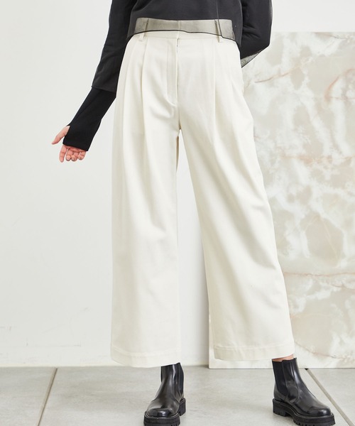 PUBLIC TOKYO(パブリックトウキョウ)の「クールチノ(チノパンツ・レディース・ホワイト/ベージュ/レッド・1/2)」の9枚目の写真