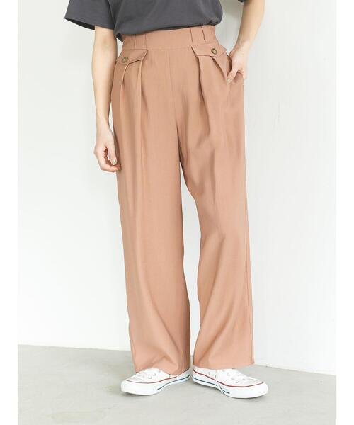 SLURR(スラ―)の「フラップデザインタックストレートパンツ(その他パンツ・レディース・ライトブルー/モカ/ライトグレー系1・FREE)」の8枚目の写真