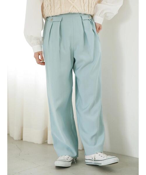 SLURR(スラ―)の「フラップデザインタックストレートパンツ(その他パンツ・レディース・ライトブルー/モカ/ライトグレー系1・FREE)」の9枚目の写真