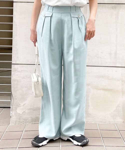 SLURR(スラ―)の「フラップデザインタックストレートパンツ(その他パンツ・レディース・ライトブルー/モカ/ライトグレー系1・FREE)」の6枚目の写真