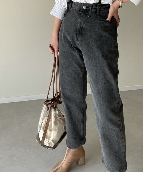 y/m by misato（イムバイミサト）の「レースUPストレートパンツ（デニムパンツ・レディース・ブラック・FREE）」の16枚目の写真