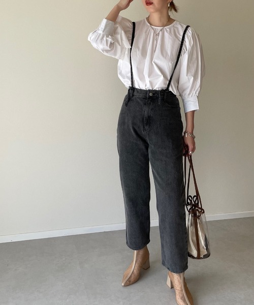 y/m by misato（イムバイミサト）の「レースUPストレートパンツ（デニムパンツ・レディース・ブラック・FREE）」の12枚目の写真