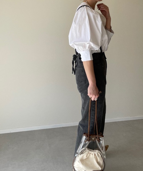 y/m by misato（イムバイミサト）の「レースUPストレートパンツ（デニムパンツ・レディース・ブラック・FREE）」の4枚目の写真