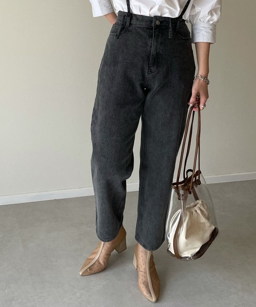 y/m by misato（イムバイミサト）の「レースUPストレートパンツ（デニムパンツ・レディース・ブラック・FREE）」の11枚目の写真