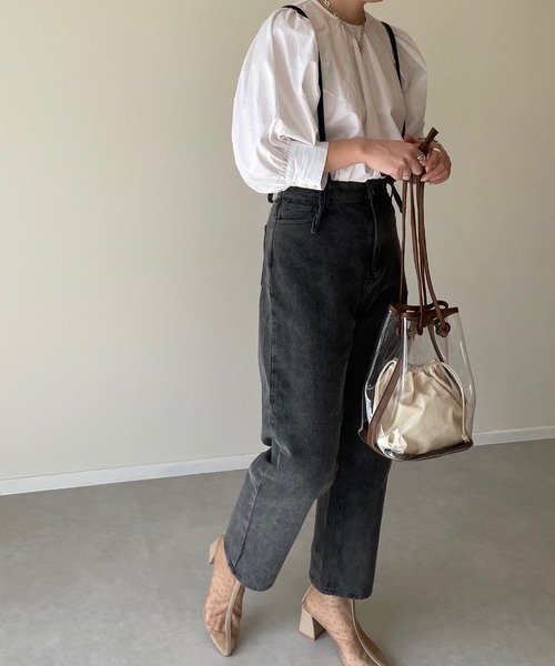 y/m by misato（イムバイミサト）の「レースUPストレートパンツ（デニムパンツ・レディース・ブラック・FREE）」の20枚目の写真