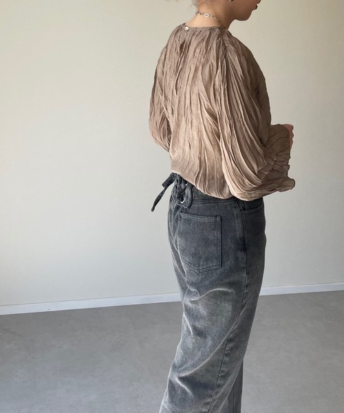 y/m by misato（イムバイミサト）の「レースUPストレートパンツ（デニムパンツ・レディース・ブラック・FREE）」の19枚目の写真