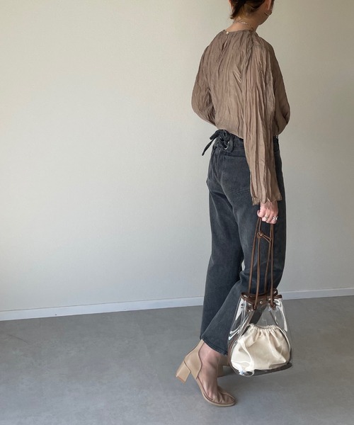 y/m by misato（イムバイミサト）の「レースUPストレートパンツ（デニムパンツ・レディース・ブラック・FREE）」の5枚目の写真