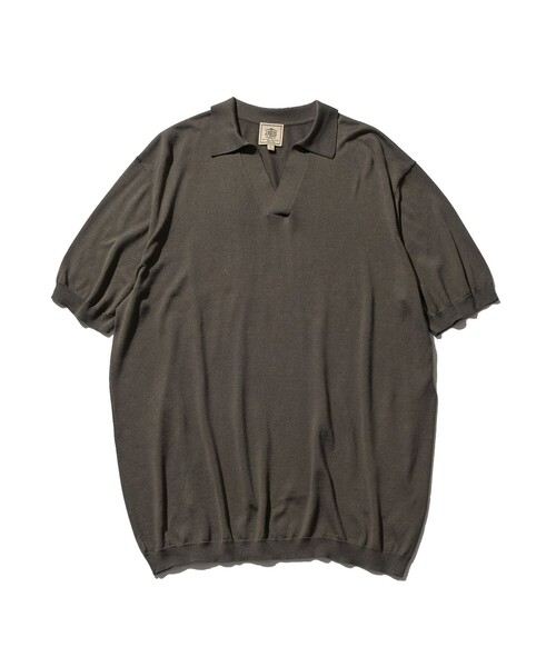 @【メンズXL】新品未使用 J.PRESS シルク スキッパーポロシャツ 茶系 メンズXL】新品未使用 J.PRESS シルク スキッパーポロシャツ 茶
