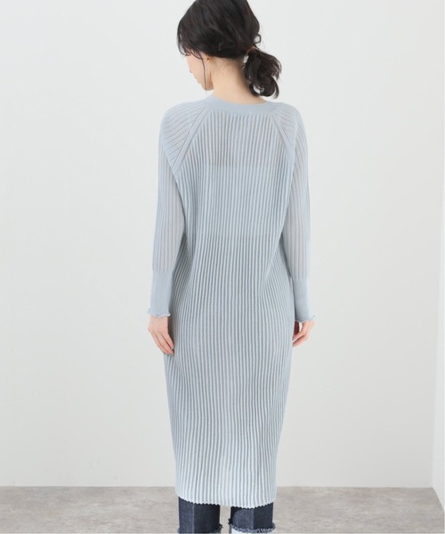 SLOBE IENA（スローブイエナ）の「ドライビスコースロングカーディガン【手洗い可能】◆（カーディガン/ボレロ・レディース・ベージュ/サックスブルー・FREE）」の7枚目の写真