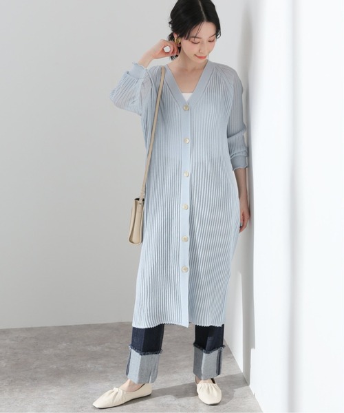 SLOBE IENA（スローブイエナ）の「ドライビスコースロングカーディガン【手洗い可能】◆（カーディガン/ボレロ・レディース・ベージュ/サックスブルー・FREE）」の20枚目の写真