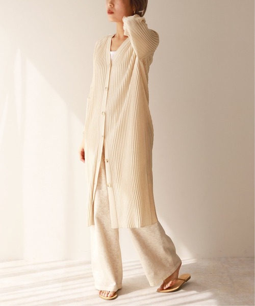 SLOBE IENA（スローブイエナ）の「ドライビスコースロングカーディガン【手洗い可能】◆（カーディガン/ボレロ・レディース・ベージュ/サックスブルー・FREE）」の9枚目の写真