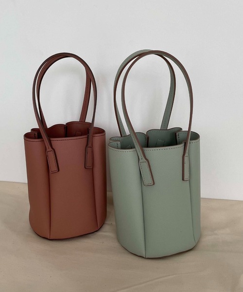 Doux archives（ドゥアルシーヴ）の「ＳＨＯＰフェイクレザーパネルバッグ（トートバッグ・レディース・ピンクベージュ/ミント・FREE）」の2枚目の写真