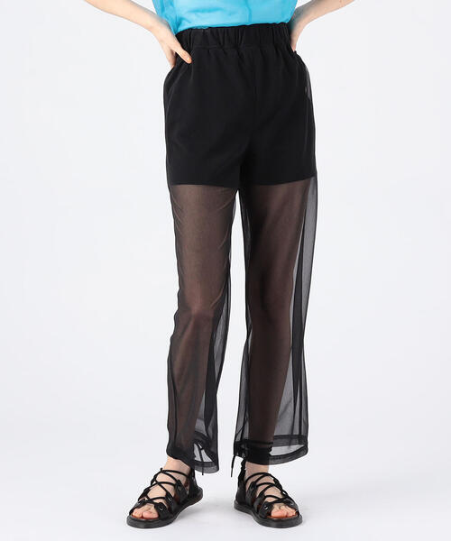 TOMORROWLAND （トゥモローランド）の「シアーコンビ イージーストレートパンツ（その他パンツ・レディース・ホワイト/ブラック・36）」の6枚目の写真