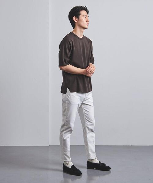 UNITED ARROWS（ユナイテッドアローズ）の「＜BATONER（バトナー）＞ 32G スムース ニット Tシャツ（ニット/セーター・メンズ・ホワイト/ライトグレー/ダークブラウン・1/2/3）」の4枚目の写真
