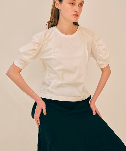 city(シティ)の「【CITY】トリコットボリュームスリーブハーフTEE(Tシャツ/カットソー・レディース・ブラック/マルチ/ホワイト・FREE)」の2枚目の写真