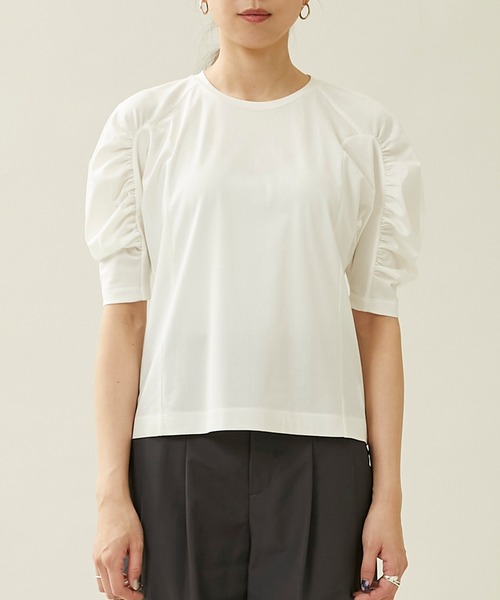 city(シティ)の「【CITY】トリコットボリュームスリーブハーフTEE(Tシャツ/カットソー・レディース・ブラック/マルチ/ホワイト・FREE)」の7枚目の写真