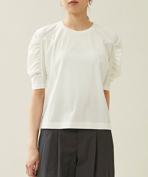 city(シティ)の「【CITY】トリコットボリュームスリーブハーフTEE(Tシャツ/カットソー・レディース・ブラック/マルチ/ホワイト・FREE)」の11枚目の写真