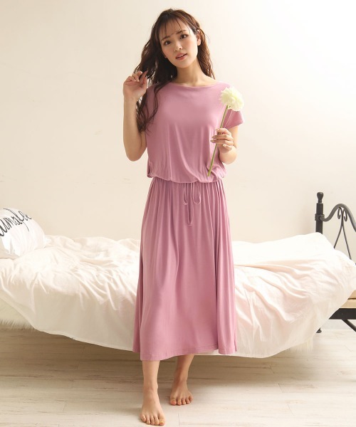 aimerfeel（エメフィール）の「【夏ルーム非表示】【販売終了】【プライスダウン】大人シンプルワンピース（ルームウェア/パジャマ・レディース・ピンク/ブラック/杢グレー・MEDIUM/LARGE）」の3枚目の写真