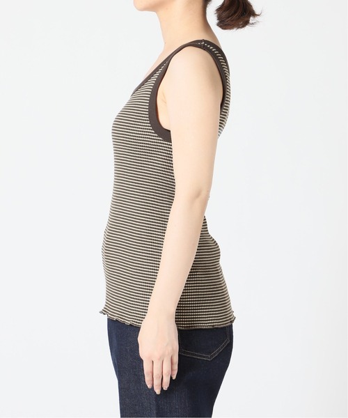 SLOBE IENA（スローブイエナ）の「マクラメカラーボーダーリブノースリーブ【手洗い可能】◆（タンクトップ・レディース・パープル/ブラウン・FREE）」の6枚目の写真