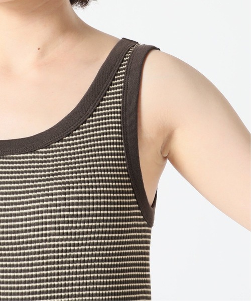SLOBE IENA（スローブイエナ）の「マクラメカラーボーダーリブノースリーブ【手洗い可能】◆（タンクトップ・レディース・パープル/ブラウン・FREE）」の10枚目の写真