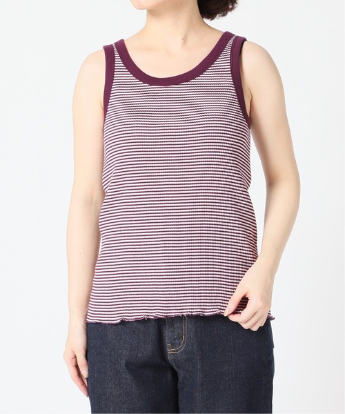 SLOBE IENA（スローブイエナ）の「マクラメカラーボーダーリブノースリーブ【手洗い可能】◆（タンクトップ・レディース・パープル/ブラウン・FREE）」の13枚目の写真