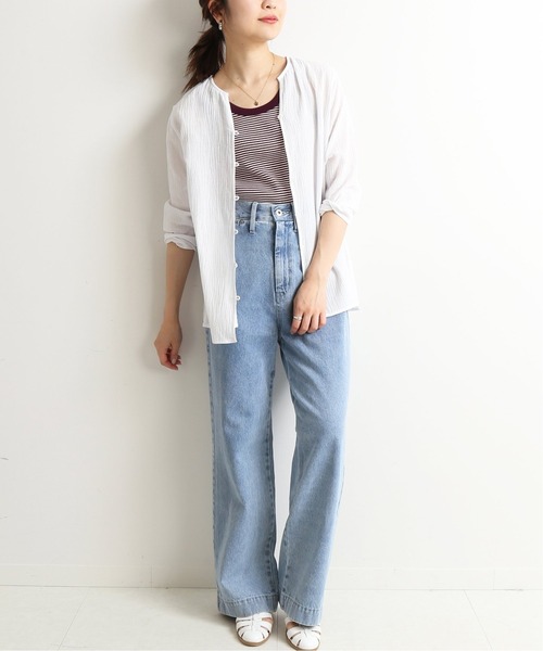 SLOBE IENA（スローブイエナ）の「マクラメカラーボーダーリブノースリーブ【手洗い可能】◆（タンクトップ・レディース・パープル/ブラウン・FREE）」の20枚目の写真