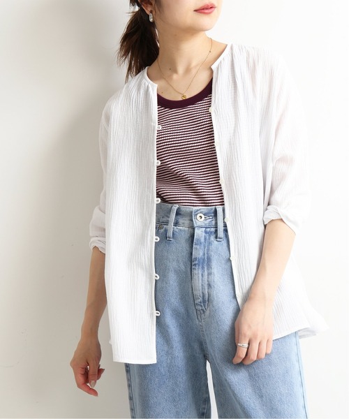 SLOBE IENA（スローブイエナ）の「マクラメカラーボーダーリブノースリーブ【手洗い可能】◆（タンクトップ・レディース・パープル/ブラウン・FREE）」の21枚目の写真