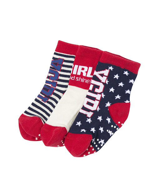 X-girl Stages（エックスガールステージス）の「3-PIECE SOCKS NAME TAG（ソックス/靴下・キッズ・レッド/ピンク/ブルー・SMALL/MEDIUM/LARGE）」の3枚目の写真