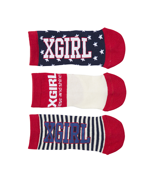 X-girl Stages（エックスガールステージス）の「3-PIECE SOCKS NAME TAG（ソックス/靴下・キッズ・レッド/ピンク/ブルー・SMALL/MEDIUM/LARGE）」の4枚目の写真