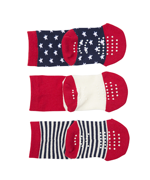 X-girl Stages（エックスガールステージス）の「3-PIECE SOCKS NAME TAG（ソックス/靴下・キッズ・レッド/ピンク/ブルー・SMALL/MEDIUM/LARGE）」の5枚目の写真