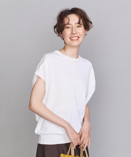 BEAUTY&YOUTH UNITED ARROWS（ビューティーアンドユースユナイテッドアローズ）の「BY 14Gレーヨンナイロンワイドフレンチスリーブニット -ウォッシャブル-（ニット/セーター・レディース・ライトグレー/オフホワイト/モカ/ライラック/その他7・FREE）」の2枚目の写真