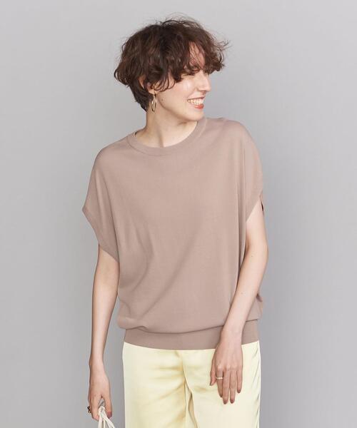 BEAUTY&YOUTH UNITED ARROWS（ビューティーアンドユースユナイテッドアローズ）の「BY 14Gレーヨンナイロンワイドフレンチスリーブニット -ウォッシャブル-（ニット/セーター・レディース・ライトグレー/オフホワイト/モカ/ライラック/その他7・FREE）」の4枚目の写真