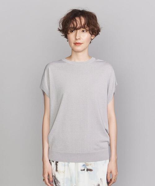 BEAUTY&YOUTH UNITED ARROWS（ビューティーアンドユースユナイテッドアローズ）の「BY 14Gレーヨンナイロンワイドフレンチスリーブニット -ウォッシャブル-（ニット/セーター・レディース・ライトグレー/オフホワイト/モカ/ライラック/その他7・FREE）」の6枚目の写真