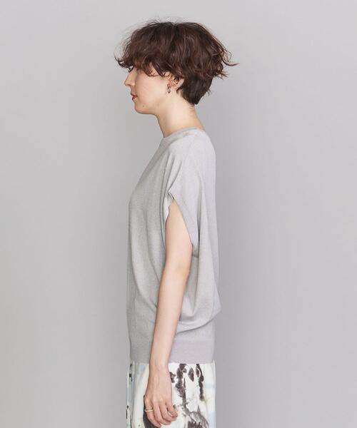 BEAUTY&YOUTH UNITED ARROWS（ビューティーアンドユースユナイテッドアローズ）の「BY 14Gレーヨンナイロンワイドフレンチスリーブニット -ウォッシャブル-（ニット/セーター・レディース・ライトグレー/オフホワイト/モカ/ライラック/その他7・FREE）」の7枚目の写真