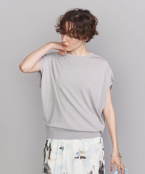 BEAUTY&YOUTH UNITED ARROWS（ビューティーアンドユースユナイテッドアローズ）の「BY 14Gレーヨンナイロンワイドフレンチスリーブニット -ウォッシャブル-（ニット/セーター・レディース・ライトグレー/オフホワイト/モカ/ライラック/その他7・FREE）」の9枚目の写真