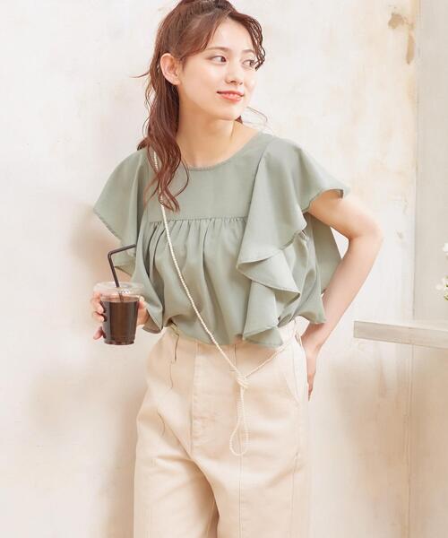 INGNI（イング）の「フリルギャザー／ブラウス（シャツ/ブラウス・レディース・オフホワイト/イエロー/グリーン/ベージュ/ブラック/ブルー・M）」の5枚目の写真