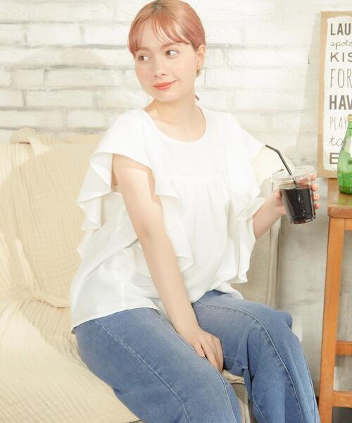 INGNI（イング）の「フリルギャザー／ブラウス（シャツ/ブラウス・レディース・オフホワイト/イエロー/グリーン/ベージュ/ブラック/ブルー・M）」の16枚目の写真