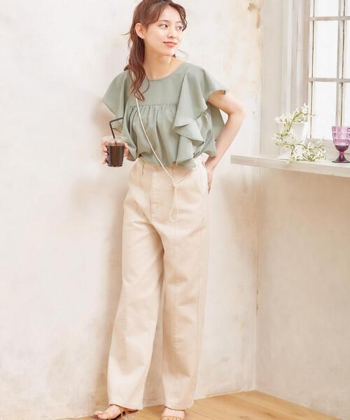 INGNI（イング）の「フリルギャザー／ブラウス（シャツ/ブラウス・レディース・オフホワイト/イエロー/グリーン/ベージュ/ブラック/ブルー・M）」の19枚目の写真