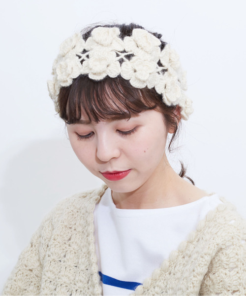 Dot＆Stripes CHILD WOMAN（ドットアンドストライプス　チャイルドウーマン）の「NHKギルボックスかぎ針 ヘアバンド（ヘアバンド・レディース・アイボリー・FREE）」の2枚目の写真