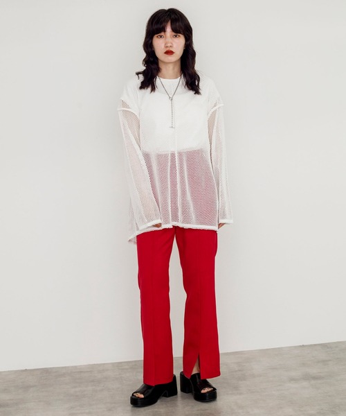チョモランマ様 リクエスト 3点 まとめ商品 w closet（ダブルクローゼット）の「セミフレアスリットパンツ