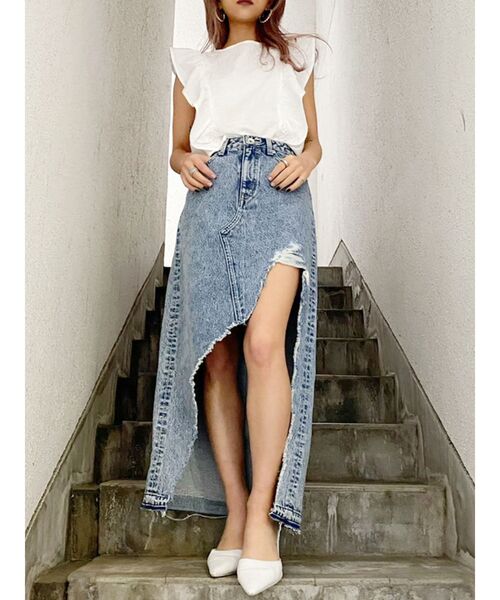 GYDA（ジェイダ）の「ラッフルBACKリボンスリーブレスブラウス（シャツ/ブラウス・レディース・ベージュ/オフホワイト/オリーブ・FREE）」の7枚目の写真