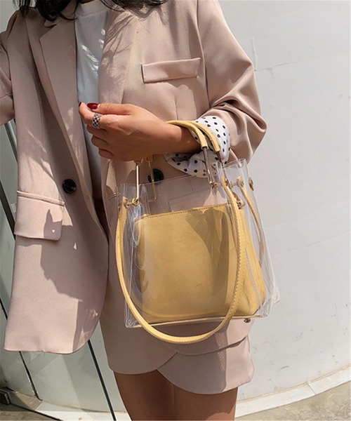 LA VORAGINE(ラ ヴォラジネ)の「2点セットクリアショルダーバッグ/ハンドバッグ メッセンジャーバッグ(メッセンジャーバッグ・レディース・グリーン系その他/ホワイト/ブラック/イエロー・FREE)」の4枚目の写真