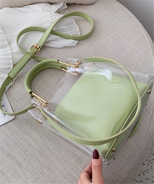 LA VORAGINE(ラ ヴォラジネ)の「2点セットクリアショルダーバッグ/ハンドバッグ メッセンジャーバッグ(メッセンジャーバッグ・レディース・グリーン系その他/ホワイト/ブラック/イエロー・FREE)」の7枚目の写真