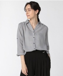 m.f.editorial（エムエフエディトリアル）の「エムエフエディトリアルレディース/m.f.editorial：Women エアリーツイル ストライプ柄 8分袖シャツチュニック（シャツ/ブラウス）」