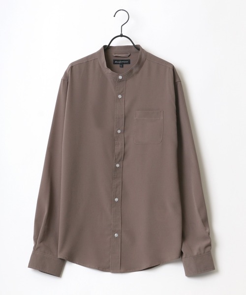 Lazar（ラザル）の「ポリトロ リラックス オーバーサイズ バンドカラートロミシャツ（シャツ/ブラウス・メンズ・ホワイト/チャコールグレー/ブラック/ターコイズブルー/モカ・LL/M/L）」の10枚目の写真