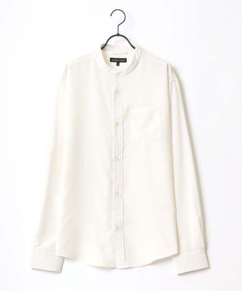 Lazar（ラザル）の「ポリトロ リラックス オーバーサイズ バンドカラートロミシャツ（シャツ/ブラウス・メンズ・ホワイト/チャコールグレー/ブラック/ターコイズブルー/モカ・LL/M/L）」の12枚目の写真