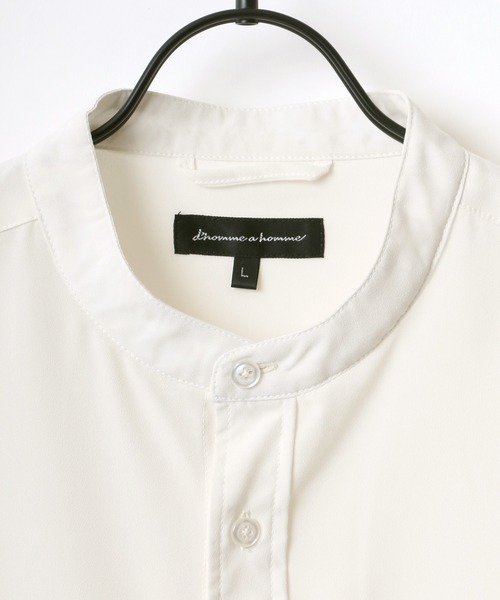 Lazar（ラザル）の「ポリトロ リラックス オーバーサイズ バンドカラートロミシャツ（シャツ/ブラウス・メンズ・ホワイト/チャコールグレー/ブラック/ターコイズブルー/モカ・LL/M/L）」の8枚目の写真