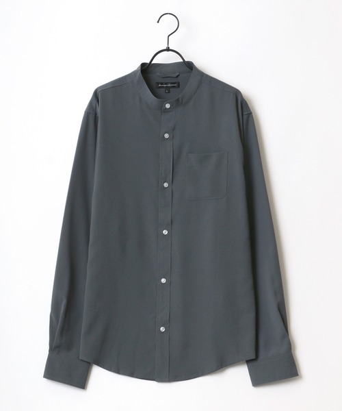 Lazar（ラザル）の「ポリトロ リラックス オーバーサイズ バンドカラートロミシャツ（シャツ/ブラウス・メンズ・ホワイト/チャコールグレー/ブラック/ターコイズブルー/モカ・LL/M/L）」の7枚目の写真