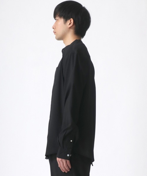 Lazar（ラザル）の「ポリトロ リラックス オーバーサイズ バンドカラートロミシャツ（シャツ/ブラウス・メンズ・ホワイト/チャコールグレー/ブラック/ターコイズブルー/モカ・LL/M/L）」の18枚目の写真