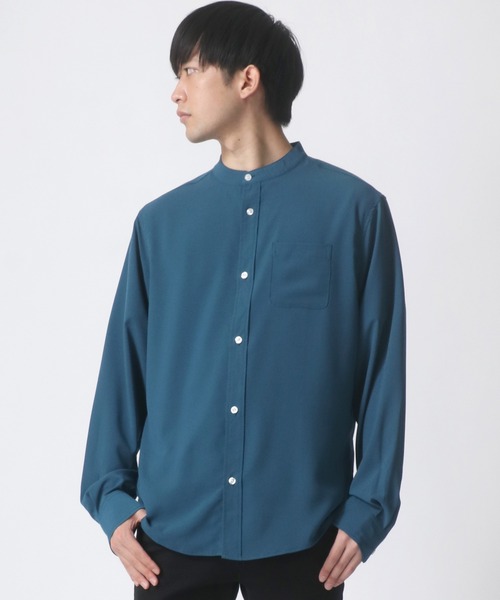 Lazar（ラザル）の「ポリトロ リラックス オーバーサイズ バンドカラートロミシャツ（シャツ/ブラウス・メンズ・ホワイト/チャコールグレー/ブラック/ターコイズブルー/モカ・LL/M/L）」の22枚目の写真